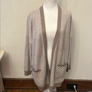 Joie Women's Beige White Patterned Open Cardigan Size 2X EUC
